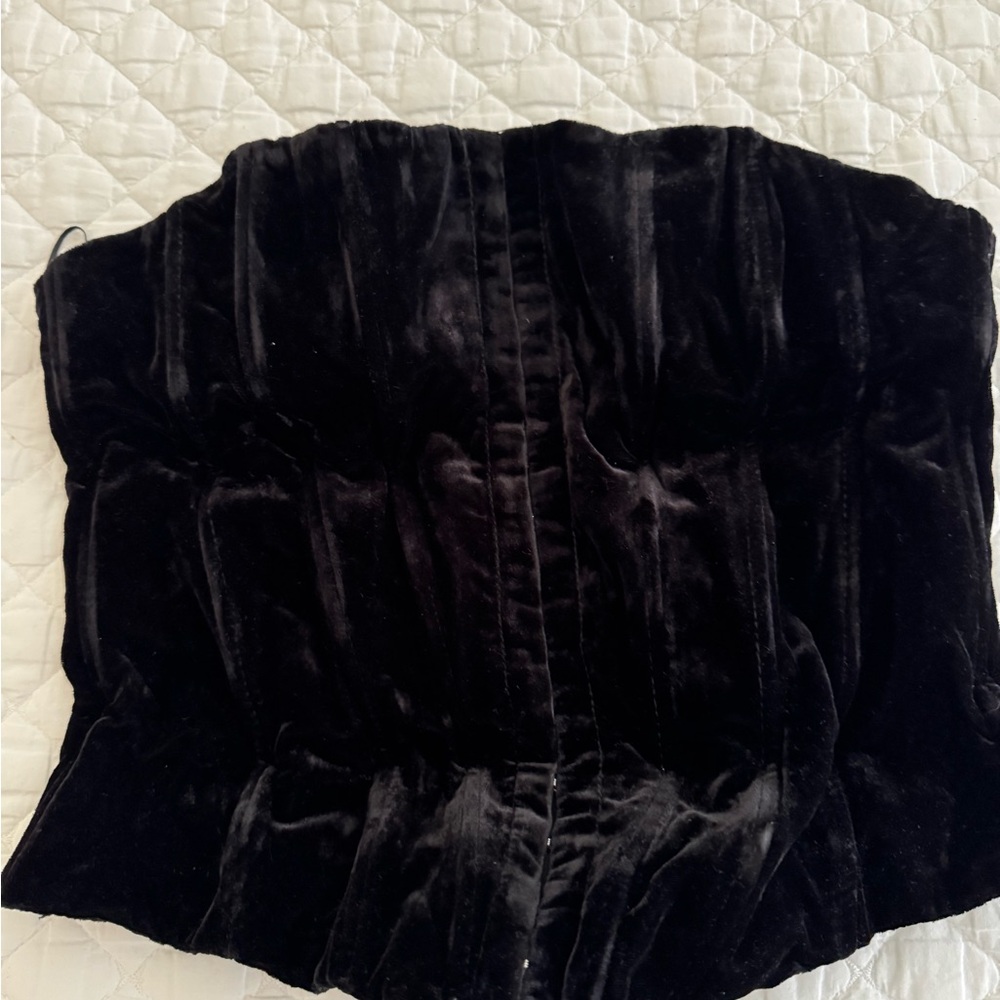 Zara Black Strapless Velvet Corset Top